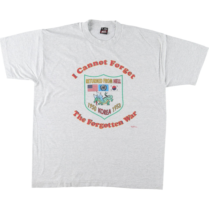 90'S Fruit of the Loom THE FORGOTTEN WAR Forgotten War Korean War Print T-Shirt Made in USA Men's XL Vintage /eaa452847