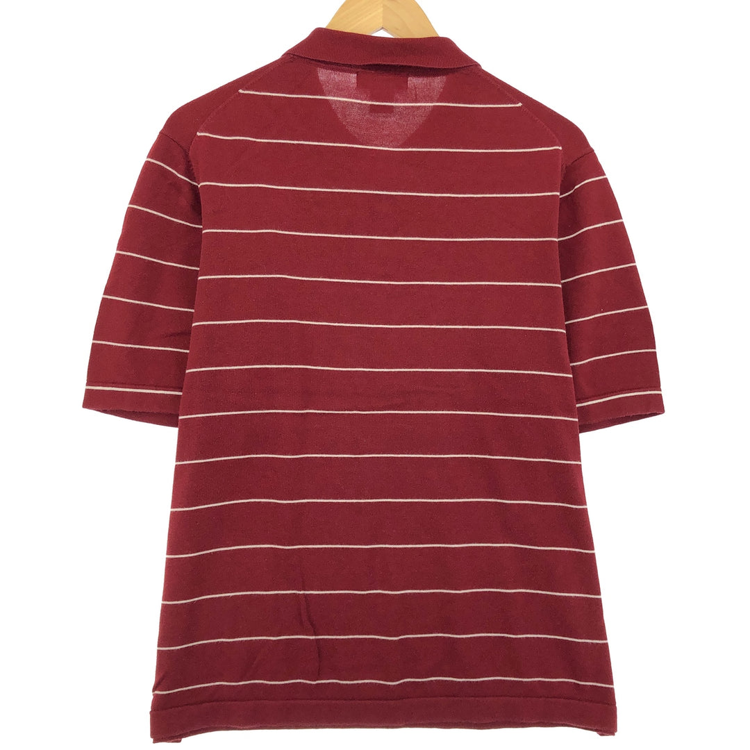 Eddie Bauer Short Sleeve Striped Polo Shirt Made in Australia Men's XL cotton wine-red Vintage Second Hand