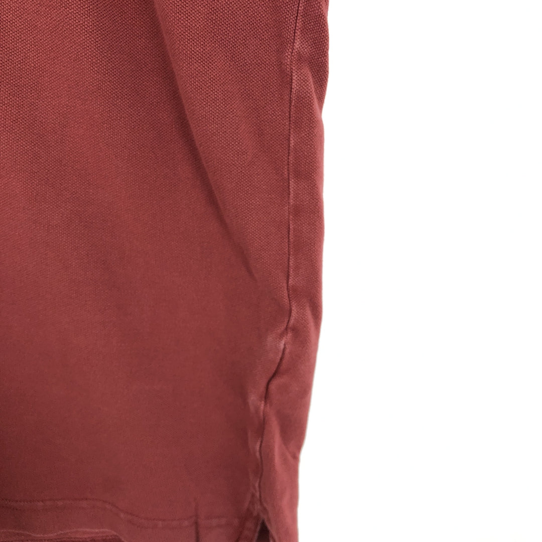 00'S Eddie Bauer short sleeve polo shirt, men's size L cotton wine-red Vintage Second Hand
