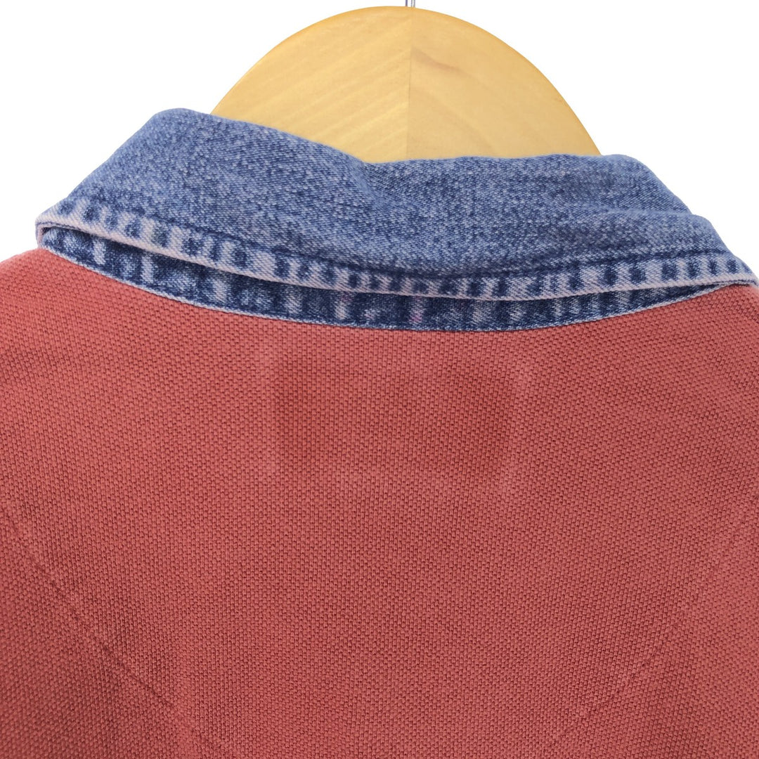 00'S Eddie Bauer short sleeve polo shirt, men's size L cotton wine-red Vintage Second Hand