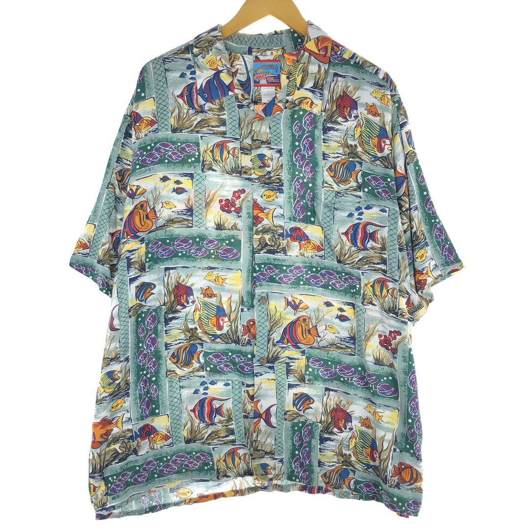 Reyn Spooner JOE KEALOHA'S All-over Fish Pattern Open Collar Aloha Shirt Men's XXL Vintage / eaa453013