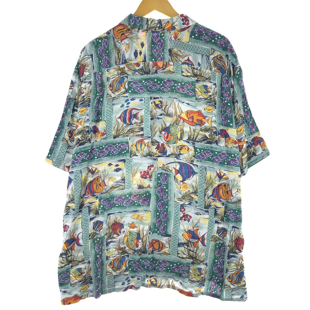 Reyn Spooner JOE KEALOHA'S All-over Fish Pattern Open Collar Aloha Shirt Men's XXL Vintage / eaa453013