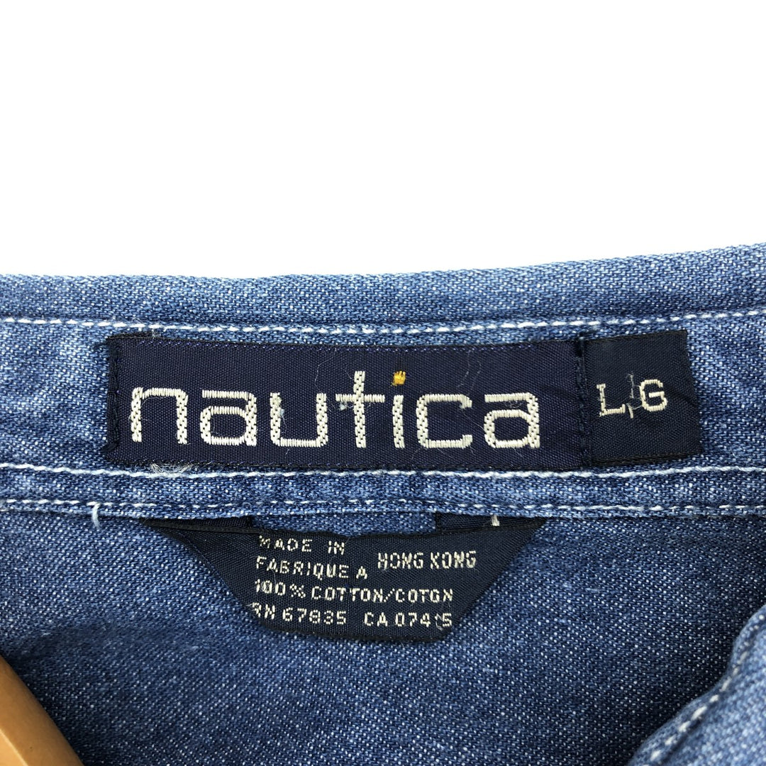 90'S NAUTICA Long Sleeve Denim Shirt Men's XL Vintage /eaa453022