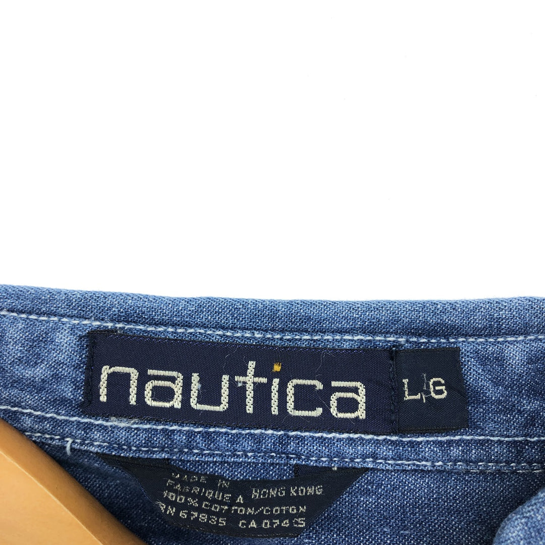 90'S NAUTICA Long Sleeve Denim Shirt Men's XL Vintage /eaa453022