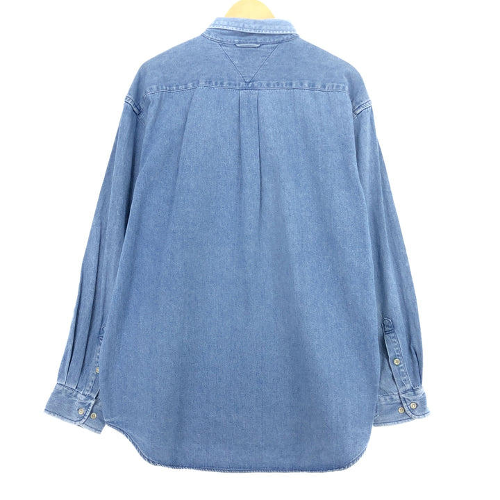 90'S ~ Tommy Hilfiger Long Sleeve Button Down Denim Shirt Men's XL Vintage / eaa453023