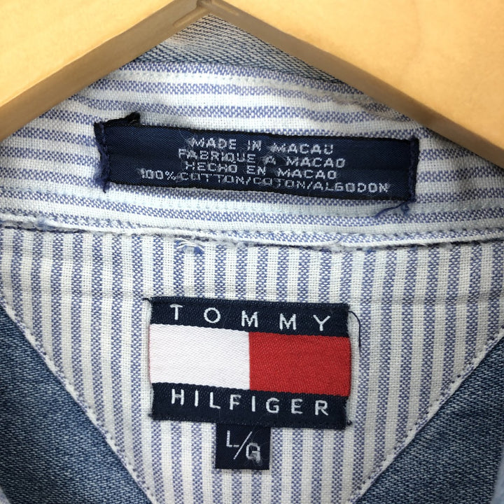 90'S ~ Tommy Hilfiger Long Sleeve Button Down Denim Shirt Men's XL Vintage / eaa453023