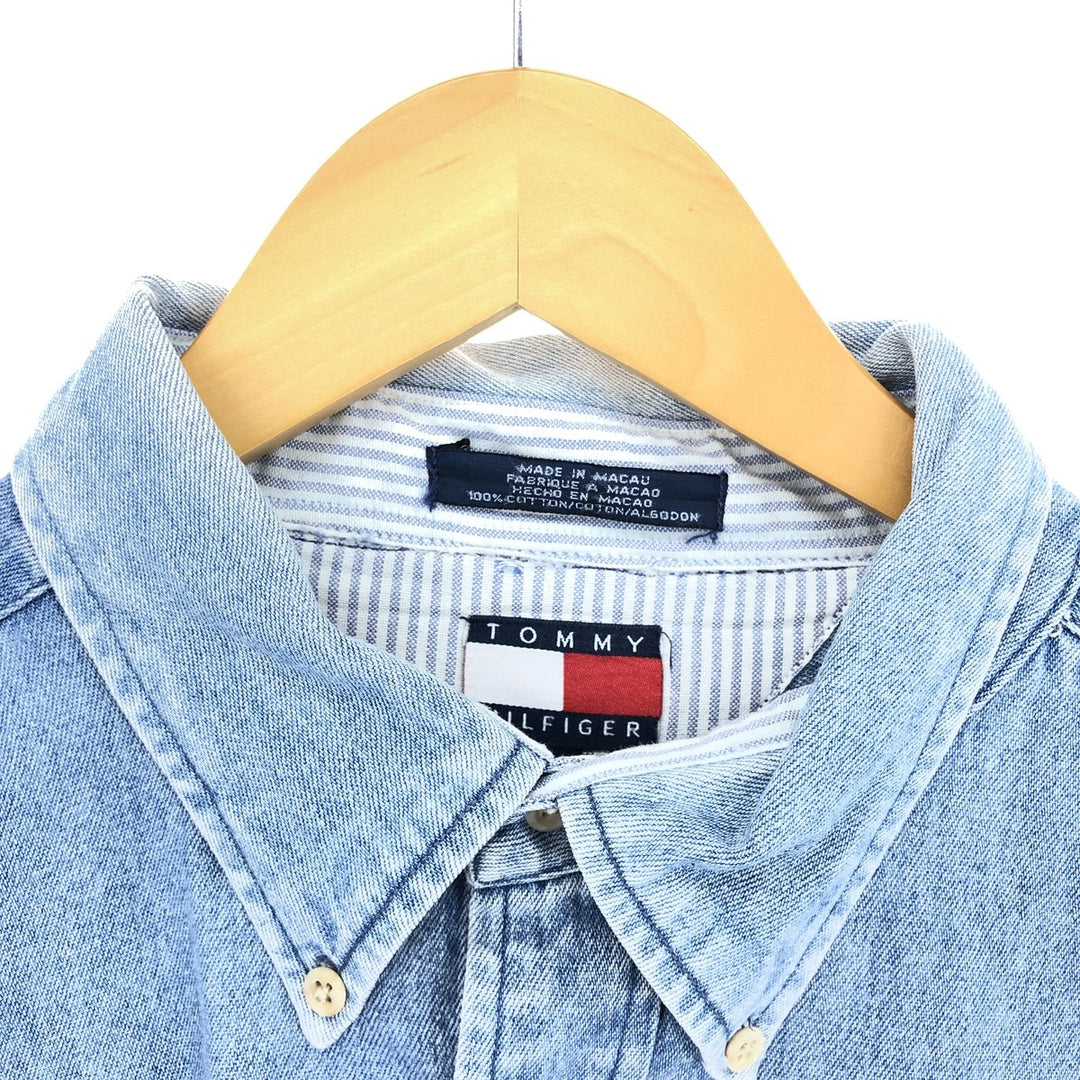 90'S ~ Tommy Hilfiger Long Sleeve Button Down Denim Shirt Men's XL Vintage / eaa453023