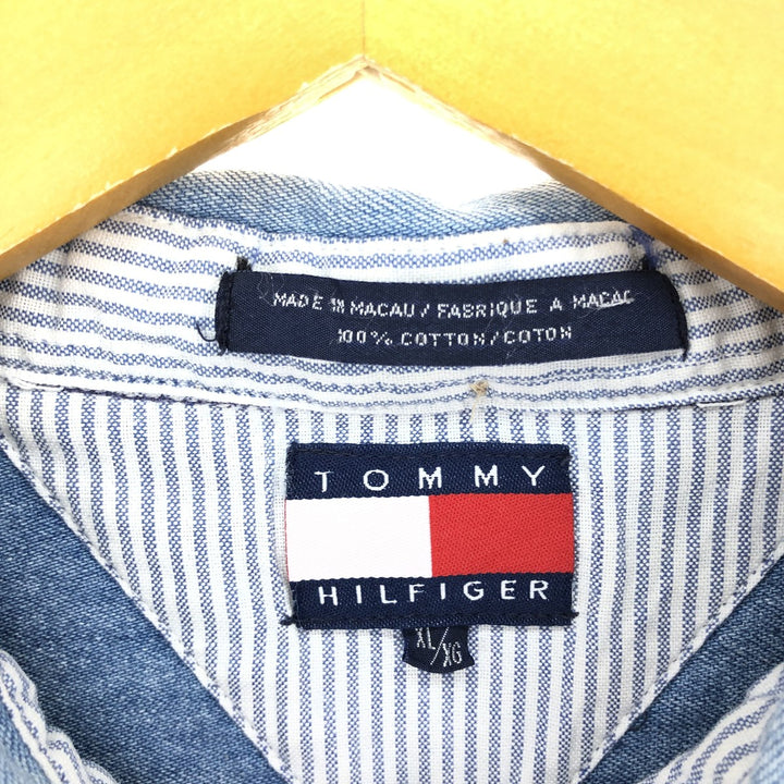 90'S ~ Tommy Hilfiger Long Sleeve Button Down Denim Shirt Men's XL Vintage / eaa453031