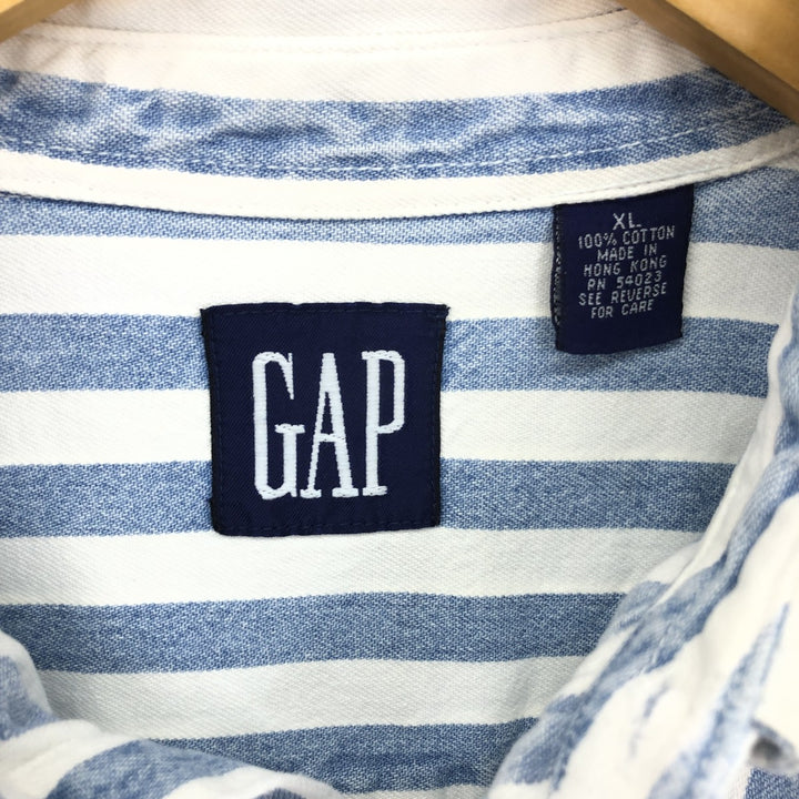 90'S GAP Old Gap Stripe Pattern Long Sleeve Button Down Denim Shirt Men's XL Vintage /eaa453036