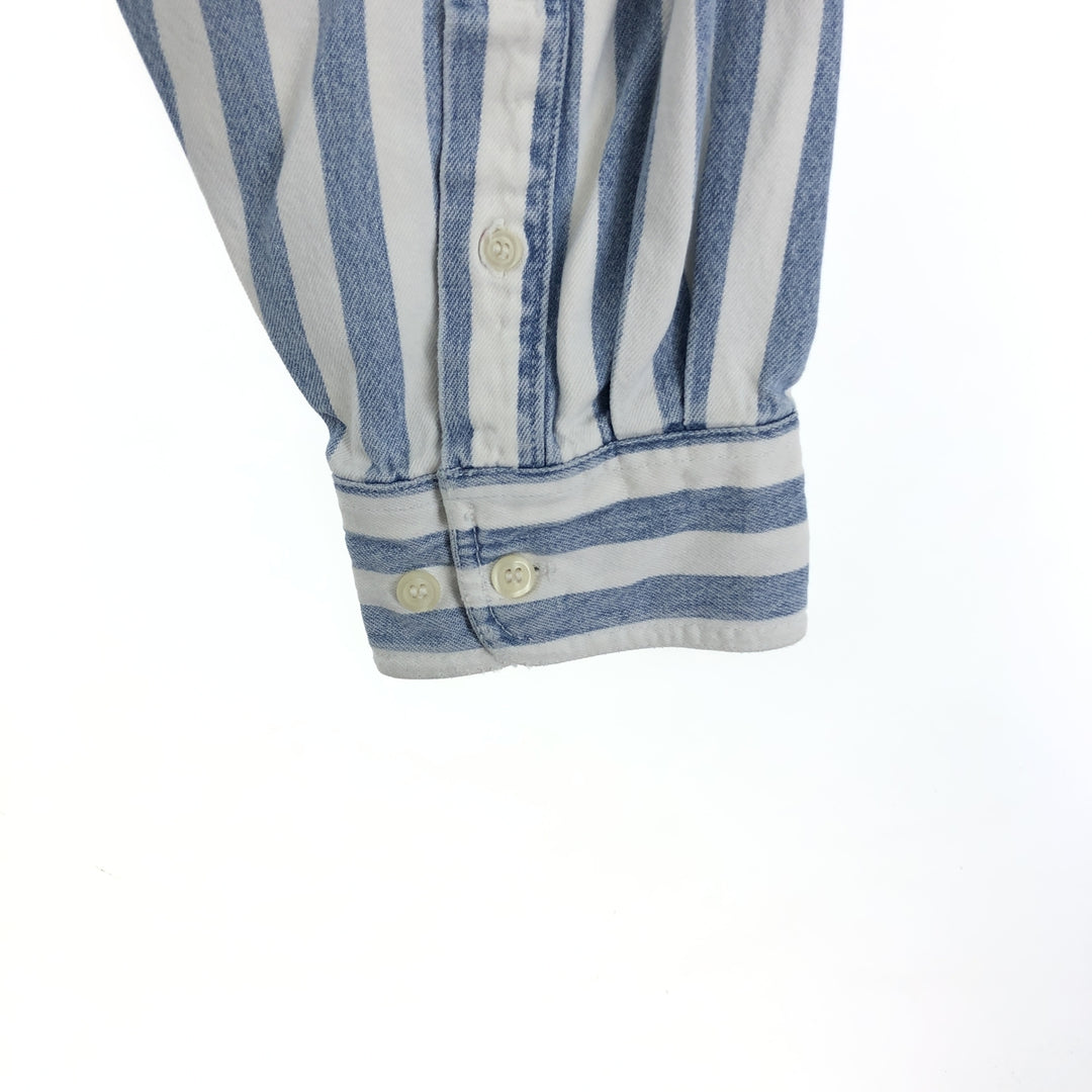 90'S GAP Old Gap Stripe Pattern Long Sleeve Button Down Denim Shirt Men's XL Vintage /eaa453036