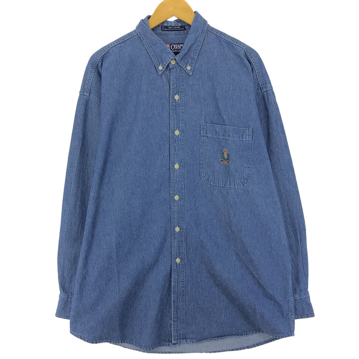 90'S Ralph Lauren CHAPS Long Sleeve Button Down Denim Shirt Men's L Vintage /eaa453038