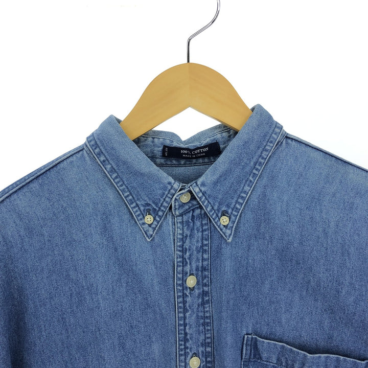90'S Ralph Lauren CHAPS Long Sleeve Button Down Denim Shirt Men's XL Vintage /eaa453043