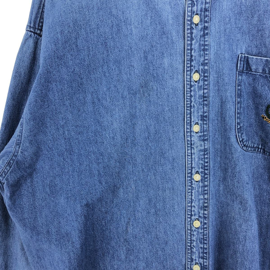 90'S Ralph Lauren CHAPS Long Sleeve Button Down Denim Shirt Men's XL Vintage /eaa453043