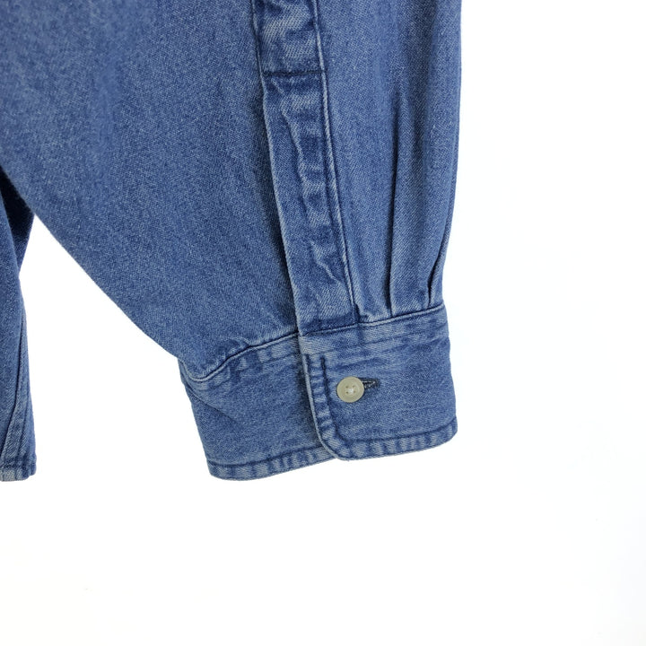 90'S Ralph Lauren CHAPS Long Sleeve Button Down Denim Shirt Men's XL Vintage /eaa453043