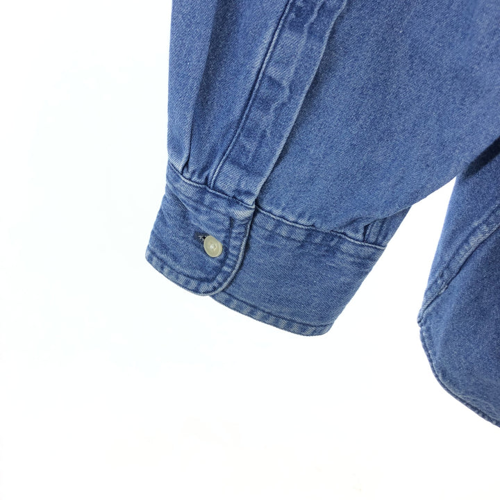 90'S Ralph Lauren CHAPS Long Sleeve Button Down Denim Shirt Men's XL Vintage /eaa453043