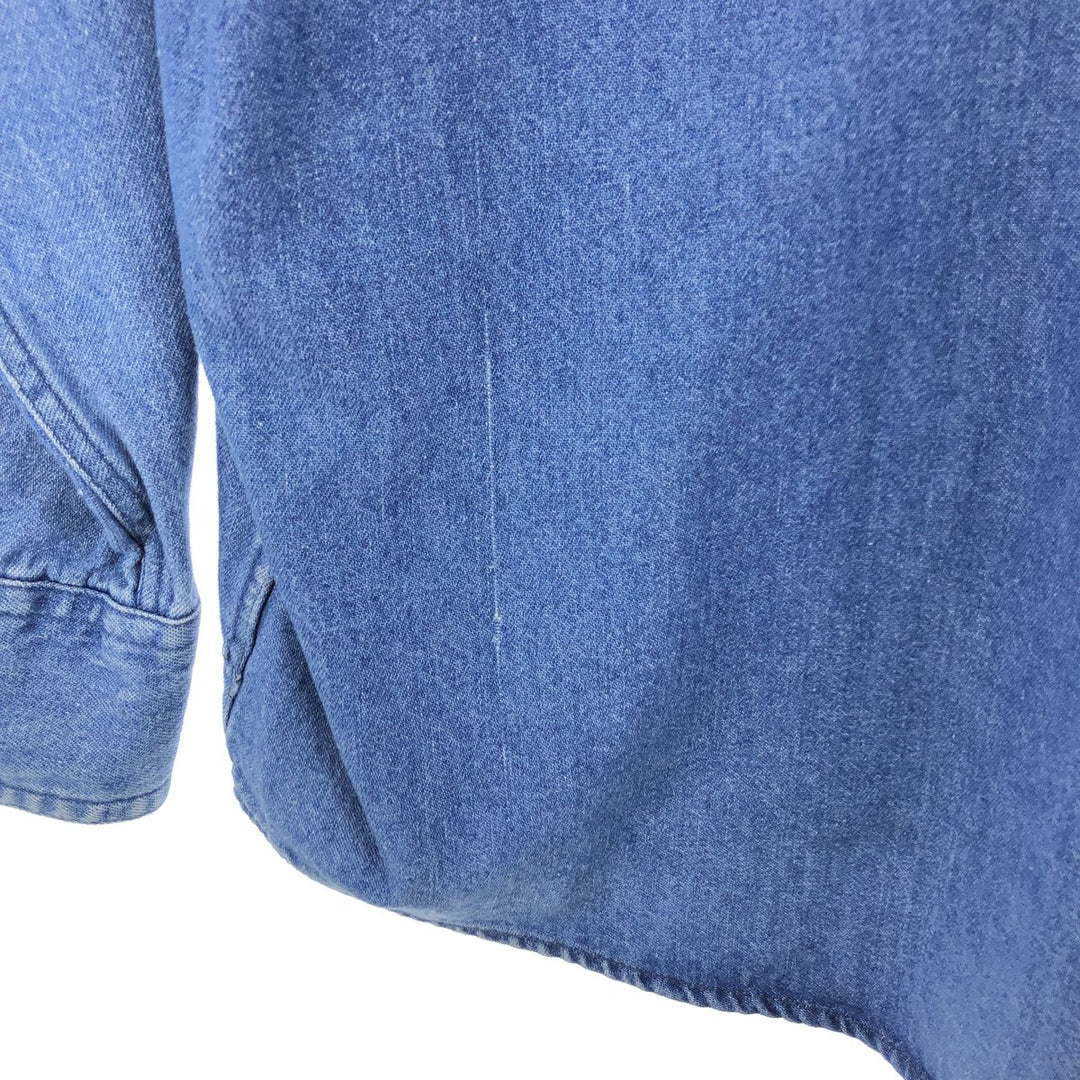 90'S Ralph Lauren CHAPS Long Sleeve Button Down Denim Shirt Men's XL Vintage /eaa453043