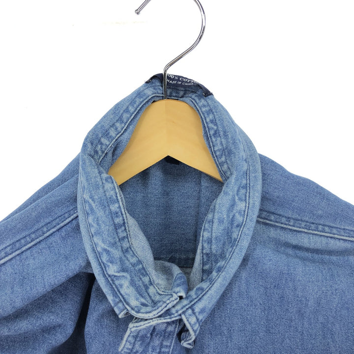 90'S Ralph Lauren CHAPS Long Sleeve Button Down Denim Shirt Men's XL Vintage /eaa453043