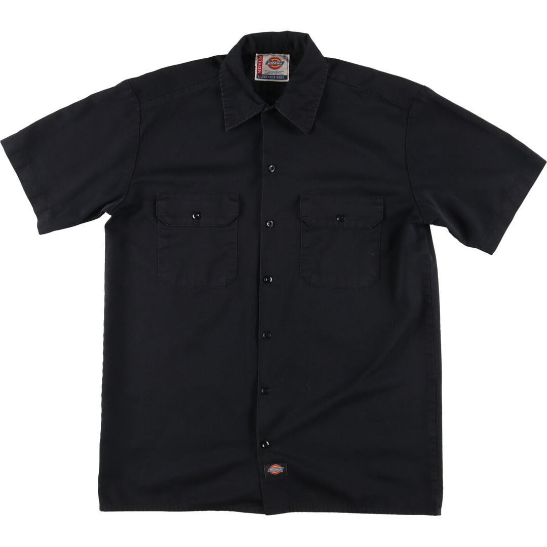 Dickies Short Sleeve Work Shirt, Men's L polyester black type Vintage Second Hand