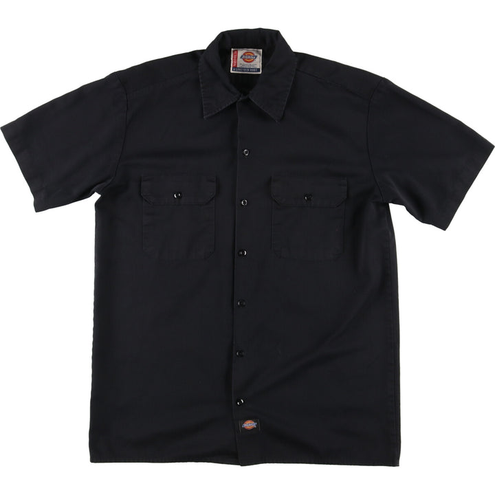 Dickies Short Sleeve Work Shirt, Men's L polyester black type Vintage Second Hand