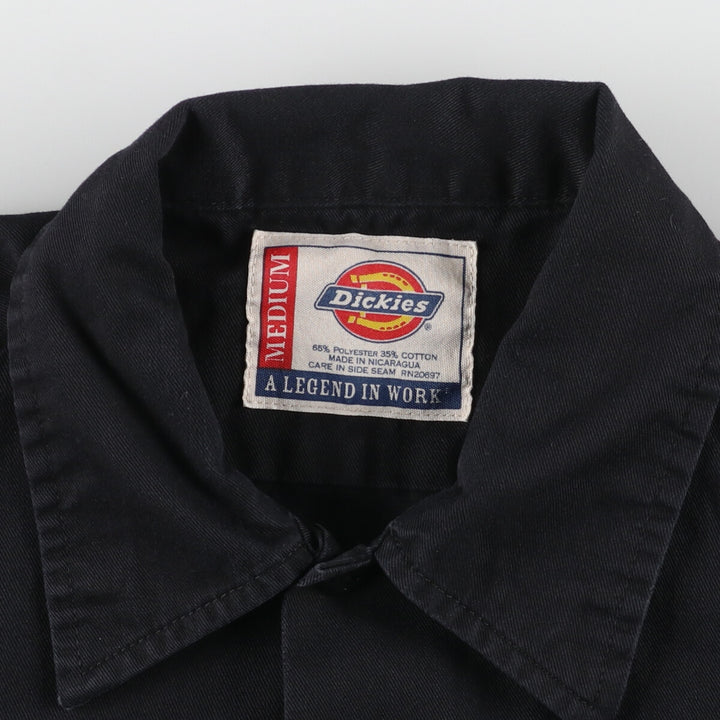Dickies Short Sleeve Work Shirt, Men's L polyester black type Vintage Second Hand