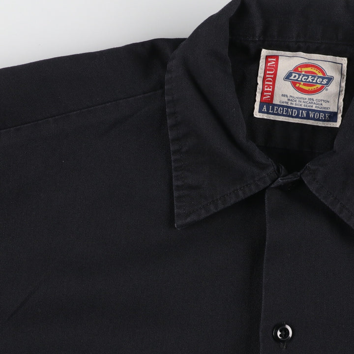 Dickies Short Sleeve Work Shirt, Men's L polyester black type Vintage Second Hand