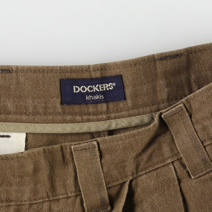 90'S Levi's DOCKERS khakis two-pleat linen pants slacks made in USA men's w34 vintage /eaa453189