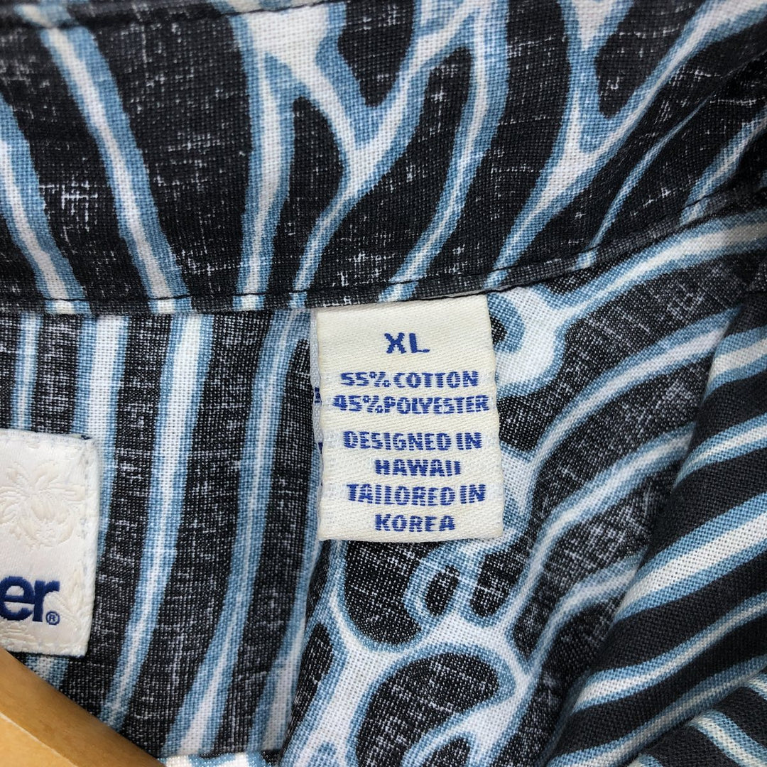 90'S Reyn Spooner Swimsuit Tag Bikini Tag Japanese Pattern Wave Pattern Button Down Hawaiian Aloha Shirt Men's XL /eaa453300