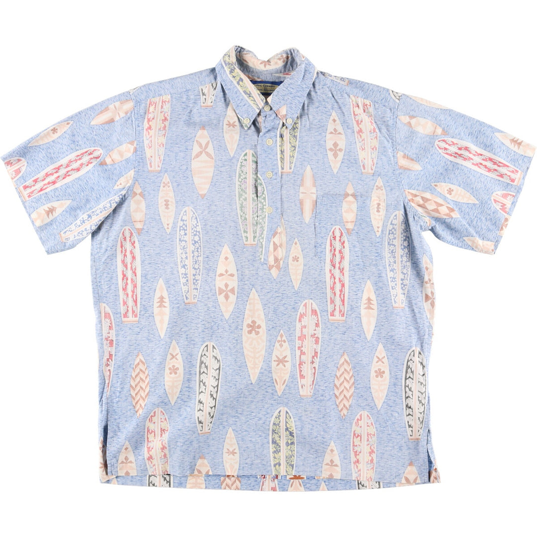 Reyn Spooner Phil Edwards All-over Print Pullover Button-Down Hawaiian Aloha Shirt Men's M cotton blue type Vintage Second Hand