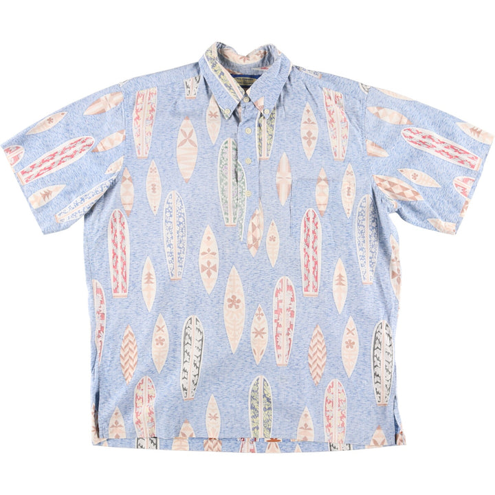 Reyn Spooner Phil Edwards All-over Print Pullover Button-Down Hawaiian Aloha Shirt Men's M cotton blue type Vintage Second Hand