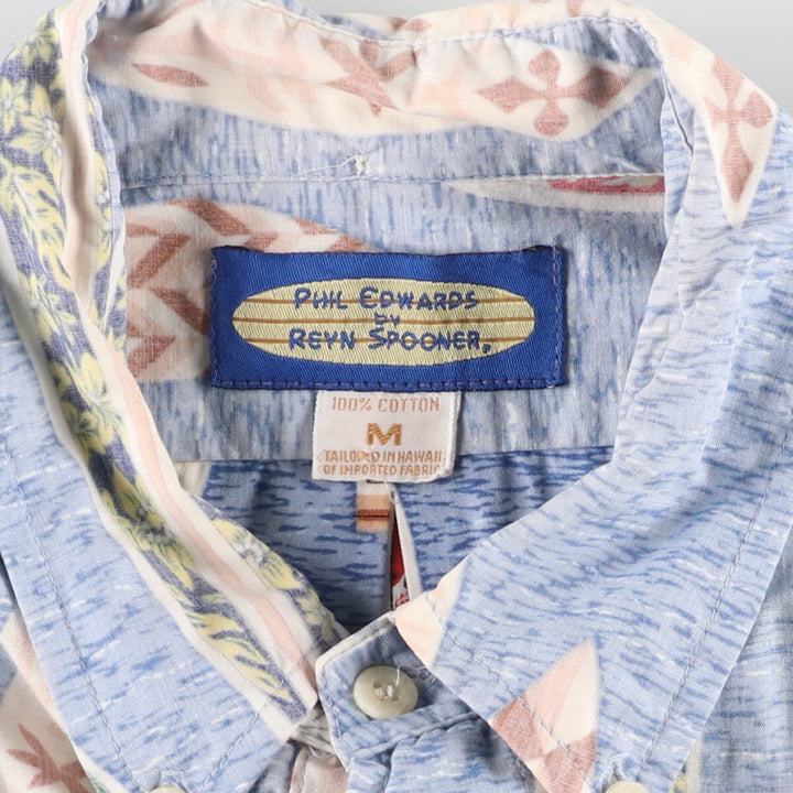 Reyn Spooner Phil Edwards All-over Print Pullover Button-Down Hawaiian Aloha Shirt Men's M cotton blue type Vintage Second Hand
