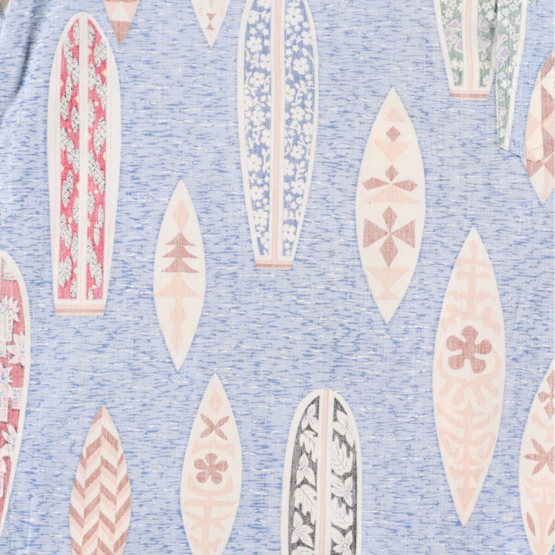 Reyn Spooner Phil Edwards All-over Print Pullover Button-Down Hawaiian Aloha Shirt Men's M cotton blue type Vintage Second Hand