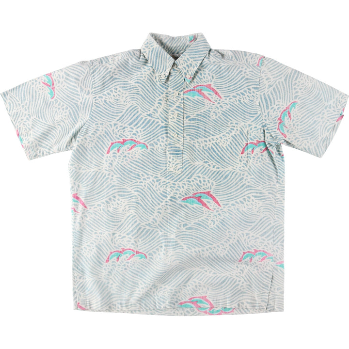 80'S Reyn Spooner Gold Tag Nude Tag All-Over Dolphin Pattern Pullover Button-Down Hawaiian Aloha Shirt Men's M /eaa453318