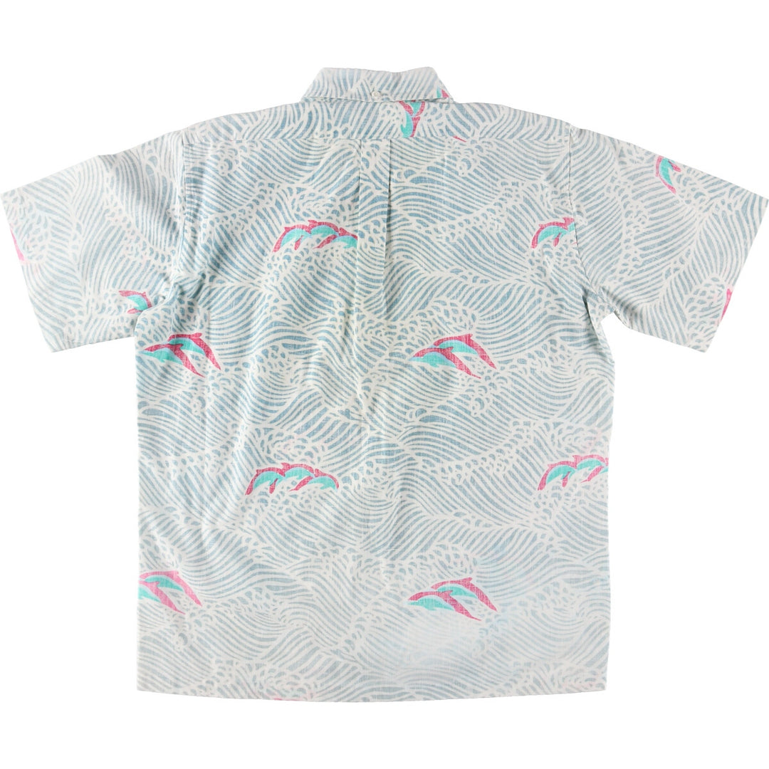 80'S Reyn Spooner Gold Tag Nude Tag All-Over Dolphin Pattern Pullover Button-Down Hawaiian Aloha Shirt Men's M /eaa453318