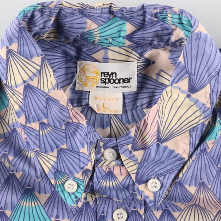 80'S Reyn Spooner Gold Tag Nude Tag All-Over Japanese Pattern Pullover Button-Down Hawaiian Aloha Shirt Men's L /eaa453319