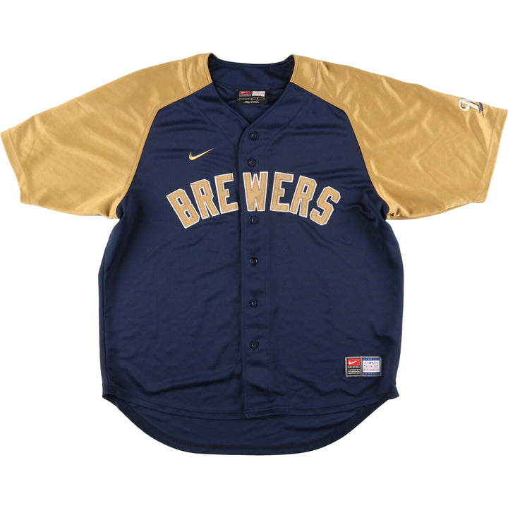 Nike MLB Milwaukee Brewers replica uniform game shirt baseball shirt men's L /eaa453359