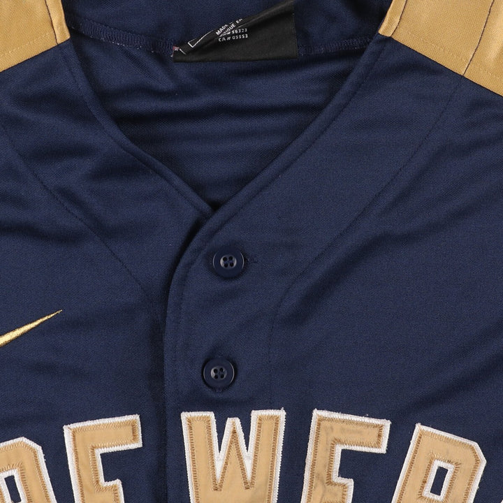 Nike MLB Milwaukee Brewers replica uniform game shirt baseball shirt men's L /eaa453359