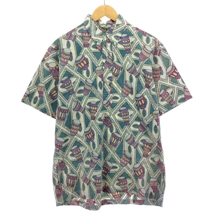 90'S Reyn Spooner Swimsuit Tag All-Over Print Pullover Button-Down Hawaiian Aloha Shirt Men's L Short Sleeve /eaa453371