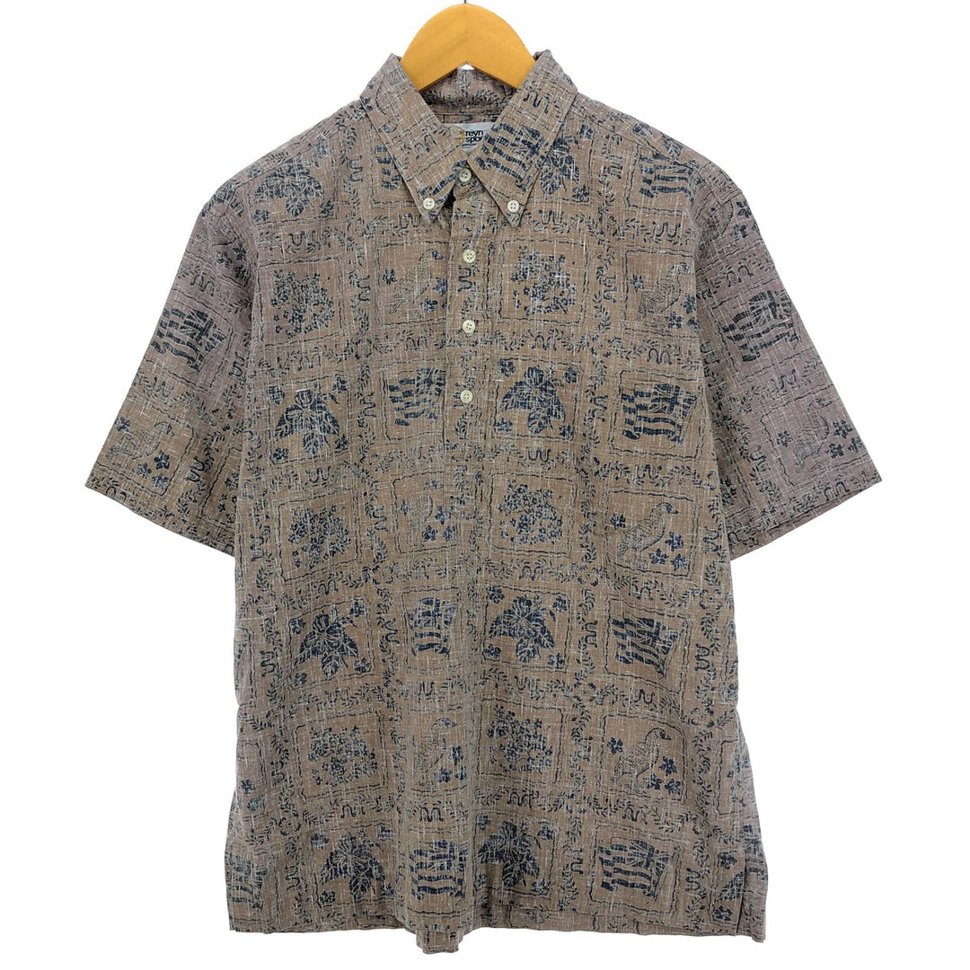 70s~80'S Reyn Spooner Gold Tag Nipple Tag All-Over Print Lahaina Sailor Pullover Button-Down Aloha Shirt Men's M /eaa453377