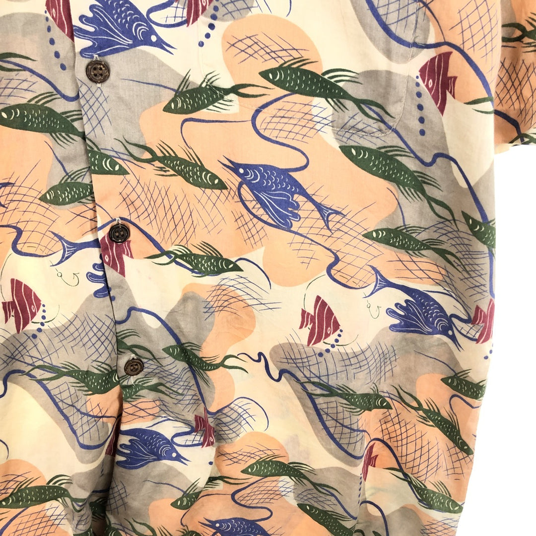 80s-90'S Reyn Spooner Diamond Head Tag All-over Fish Pattern Open Collar Hawaiian Aloha Shirt Men's XL /eaa453382