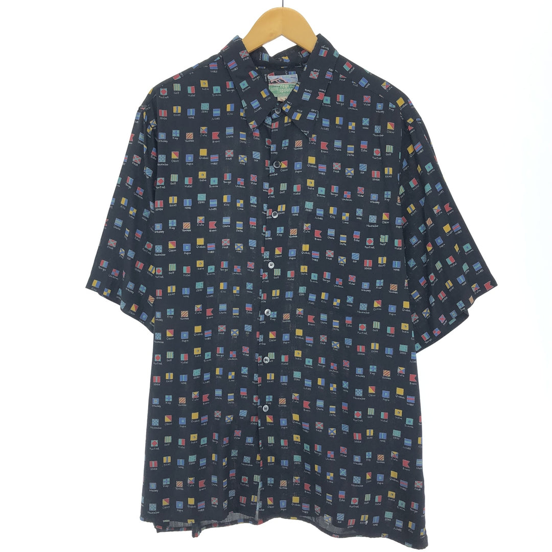80s-90'S Reyn Spooner Diamond Head Tag Flag Pattern Rayon Aloha Shirt Made in Hawaii Men's XL Vintage /eaa453402