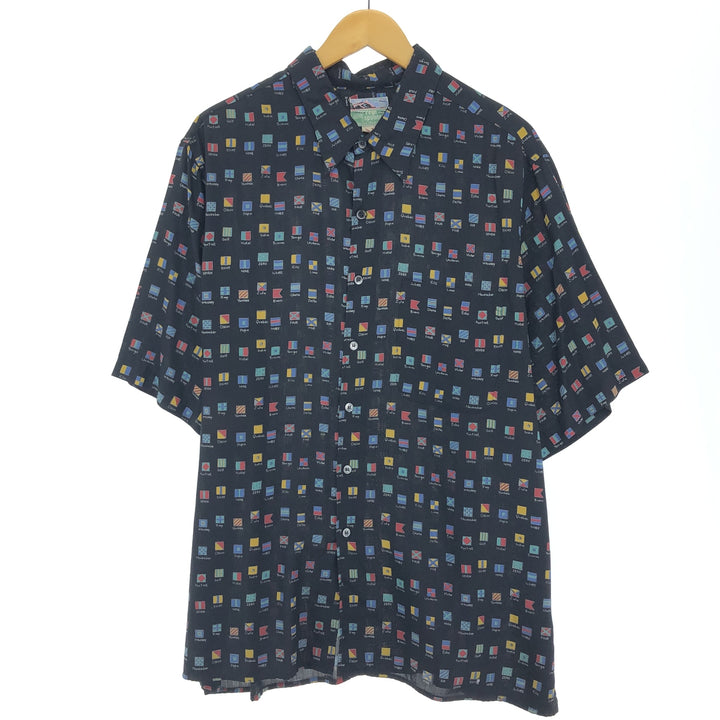 80s-90'S Reyn Spooner Diamond Head Tag Flag Pattern Rayon Aloha Shirt Made in Hawaii Men's XL Vintage /eaa453402