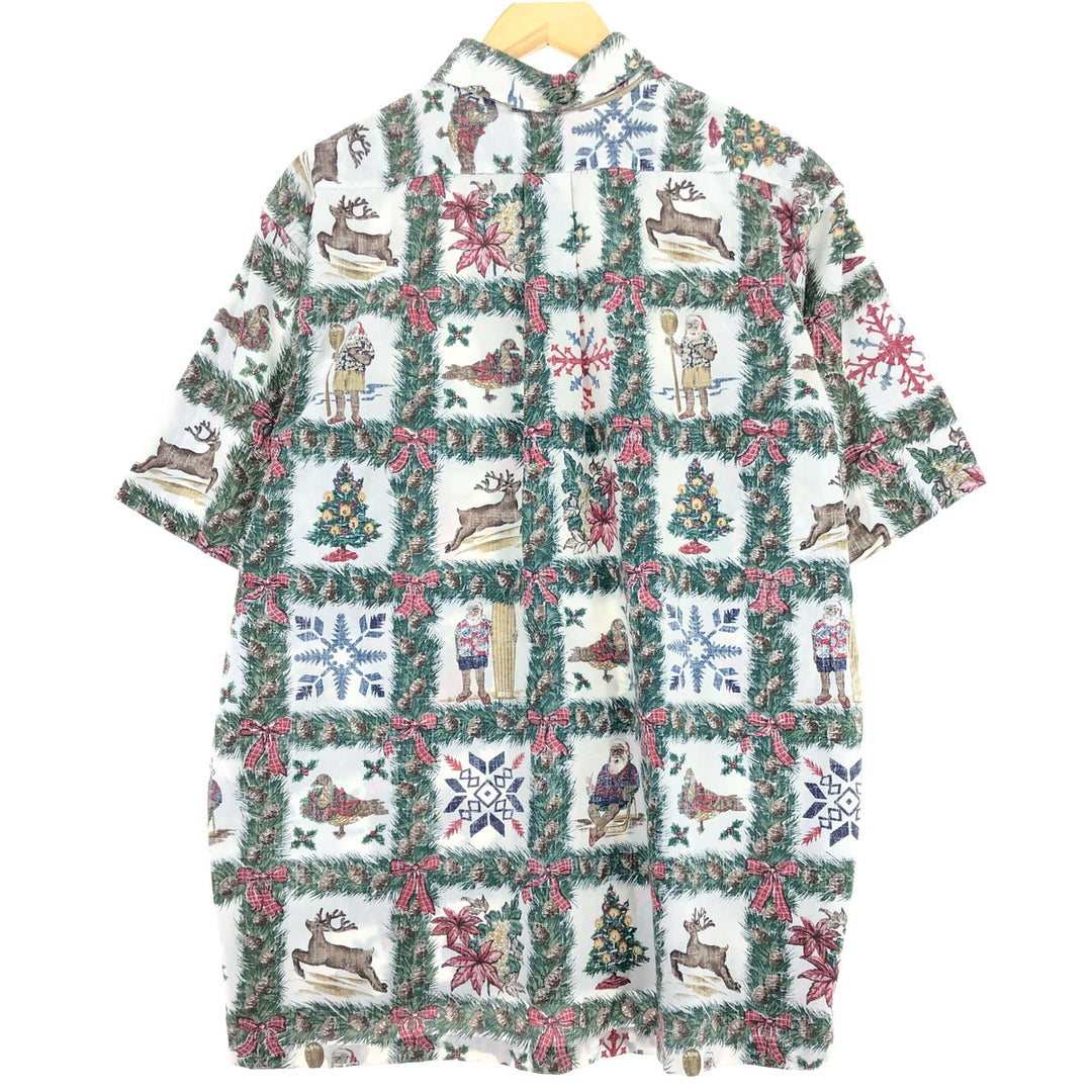 Reyn Spooner MELE KALIKIMAKA All-over Print Pullover Button-Down Hawaiian Aloha Shirt Made in Hawaii Men's XL /eaa453416