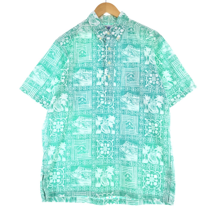 90'S Reyn Spooner Swimsuit Tag Bikini Tag All-Over Print Pullover Button-Down Hawaiian Aloha Shirt Men's M /eaa453470