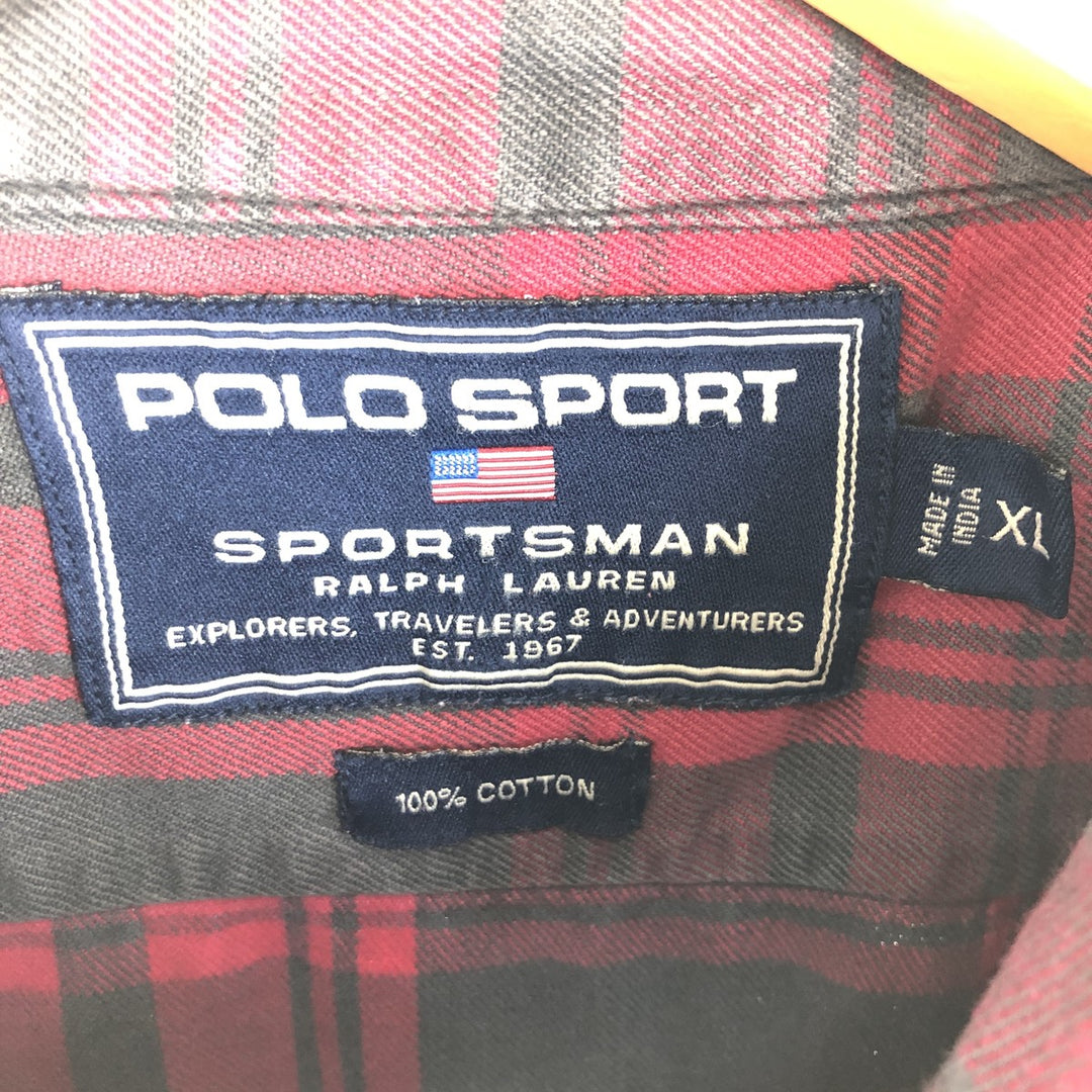 Ralph Lauren POLO SPORT Long Sleeve Cotton Check Shirt Men's XL Long Sleeve /eaa453479