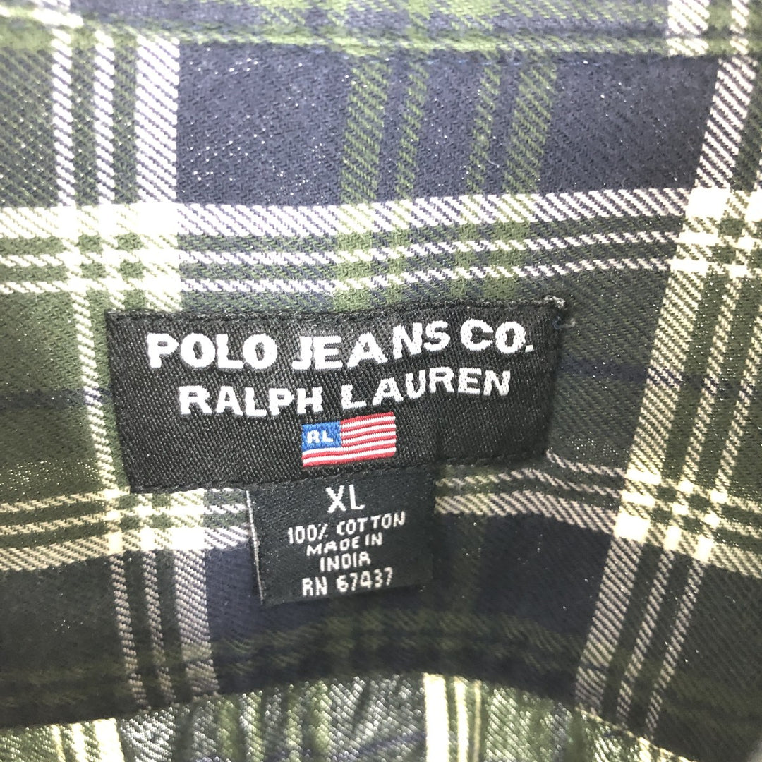 Ralph Lauren POLO JEANS COMPANY Long Sleeve Cotton Check Shirt Men's XL /eaa453487