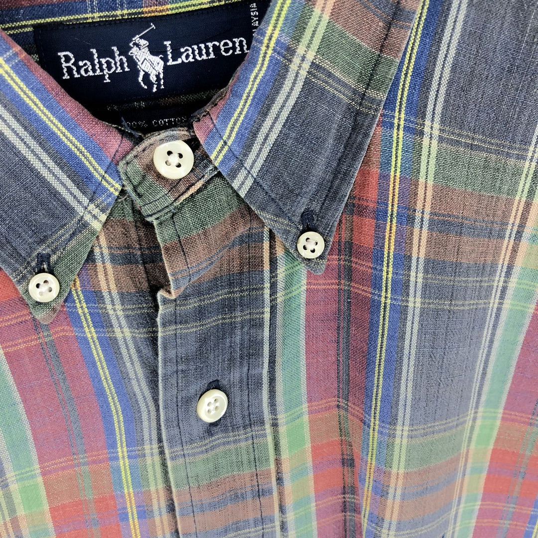 Ralph Lauren MADRAS CONTAINS VARIATIONS Long Sleeve Button Down Check Shirt Men's M /eaa453488