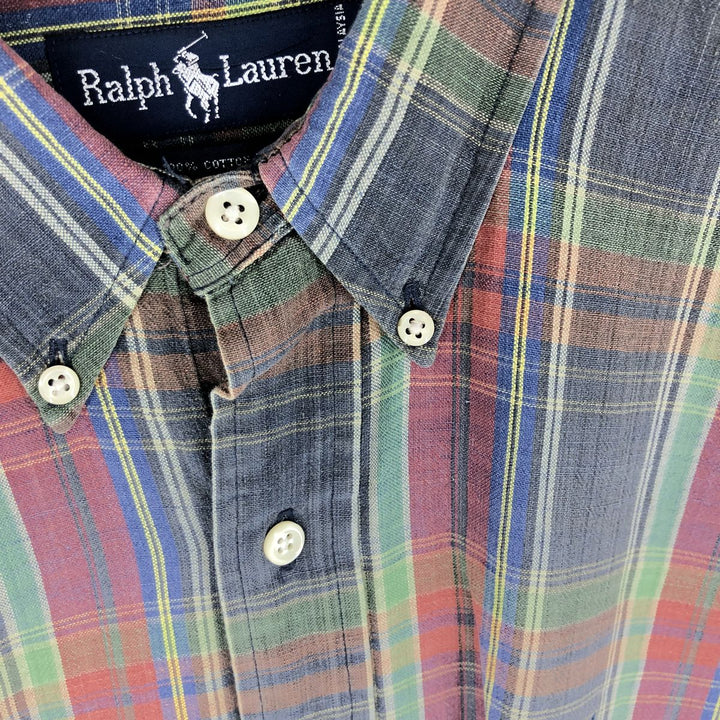Ralph Lauren MADRAS CONTAINS VARIATIONS Long Sleeve Button Down Check Shirt Men's M /eaa453488