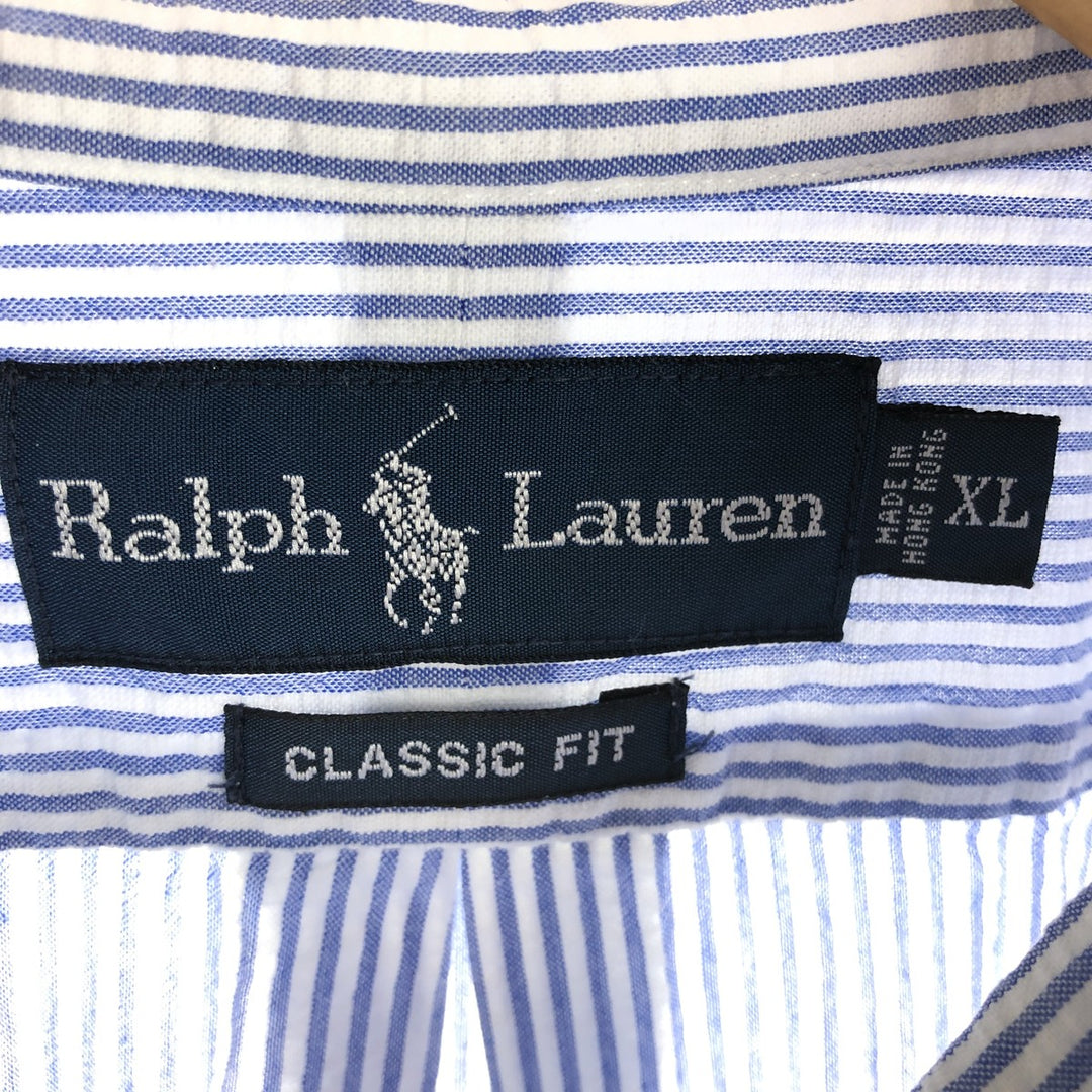 Ralph Lauren Classic Fit Seersucker Short Sleeve Button Down Striped Shirt Men's XL/eaa453533