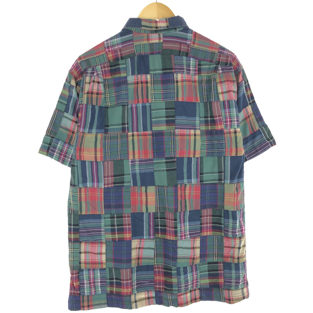 90'S Ralph Lauren POLO by Ralph Lauren CLARENCE SPORT patchwork short sleeve check shirt men's M vintage / eaa453538