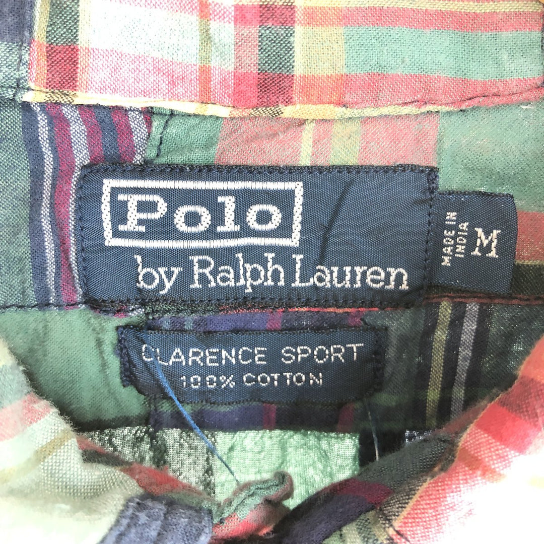 90'S Ralph Lauren POLO by Ralph Lauren CLARENCE SPORT patchwork short sleeve check shirt men's M vintage / eaa453538